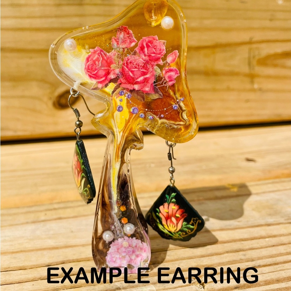 Handmade Resin Mushroom Decor or Earring Display Butterfly Bouquet - Picture 5 of 5